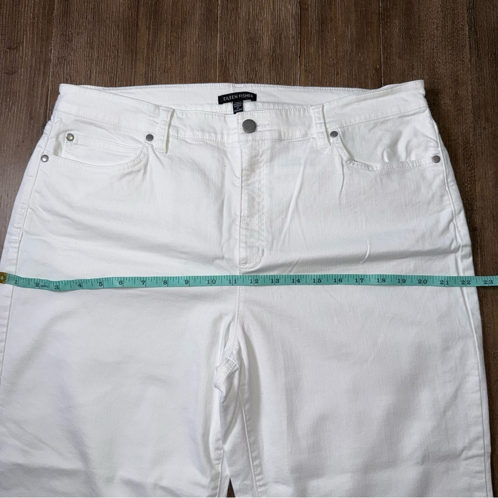Eileen Fisher Organic Cotton Straight Leg Stretch Denim Pants White - Picture 9 of 14